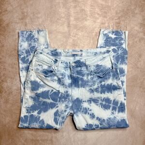 Levi's 721 High Rise Skinny Acid Wash Jeans Tie Dye Blue White Glam Metal Rock